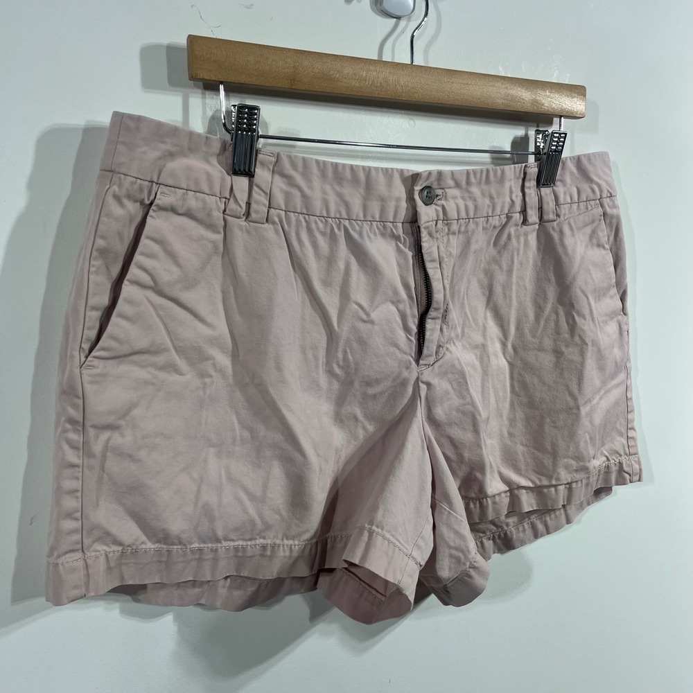 Ann Taylor Loft Womens Pink Cotton Chino Shorts Size 14 Casual Summer Mid Rise